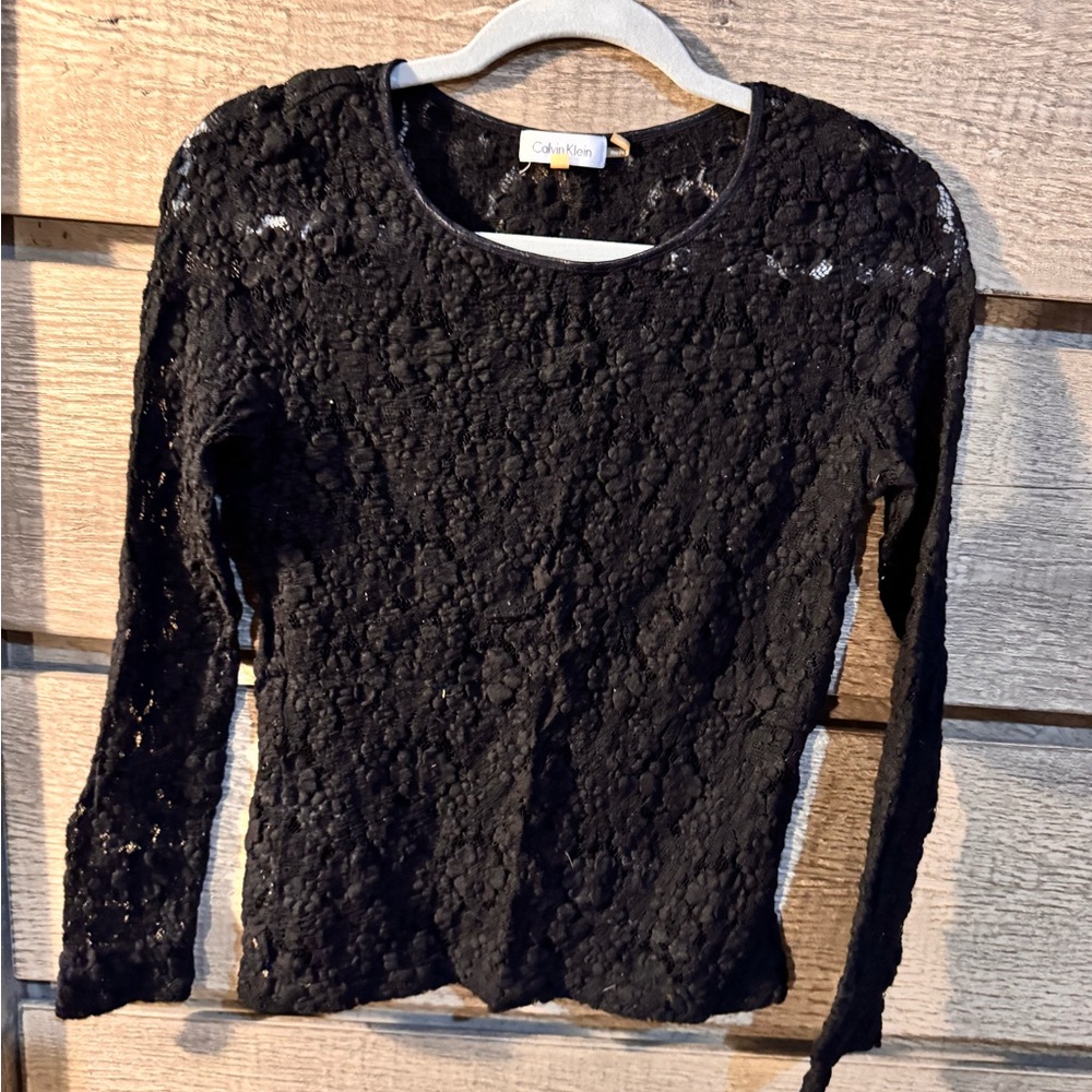 Calvin Klein Women's Black Lace Blouse